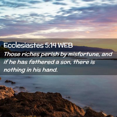Picture 02 - Ecclesiastes 5:14 WEB - Those riches perish by misfortune, and if he has - Bible Verse Picture