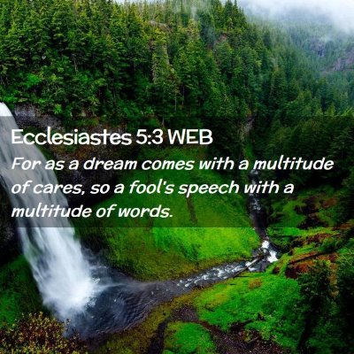 Picture 02 - Ecclesiastes 5:3 WEB - For as a dream comes with a multitude of cares, - Bible Verse Picture