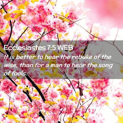 Picture 02 - Ecclesiastes 7:5 WEB - It is better to hear the rebuke of the wise, than - Bible Verse Picture