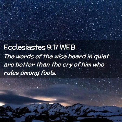 Picture 02 - Ecclesiastes 9:17 WEB - The words of the wise heard in quiet are better - Bible Verse Picture