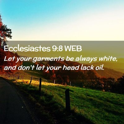 Picture 02 - Ecclesiastes 9:8 WEB - Let your garments be always white, and don't let - Bible Verse Picture