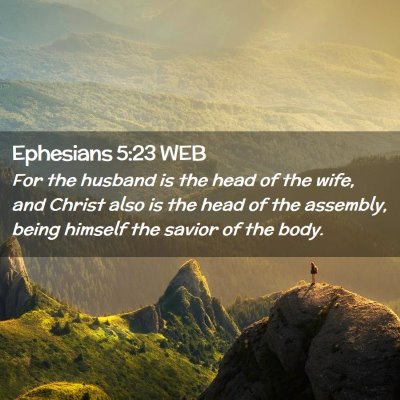 Picture 02 - Ephesians 5:23 WEB - For the husband is the head of the wife, and - Bible Verse Picture