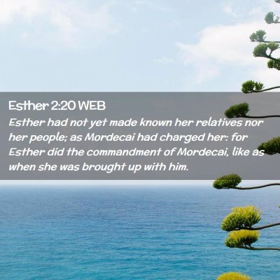 Picture 02 - Esther 2:20 WEB - Esther had not yet made known her relatives nor - Bible Verse Picture