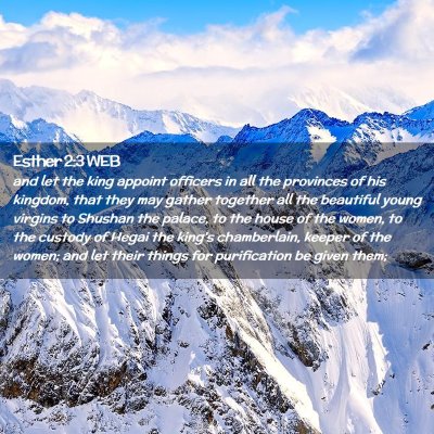 Picture 02 - Esther 2:3 WEB - and let the king appoint officers in all the - Bible Verse Picture