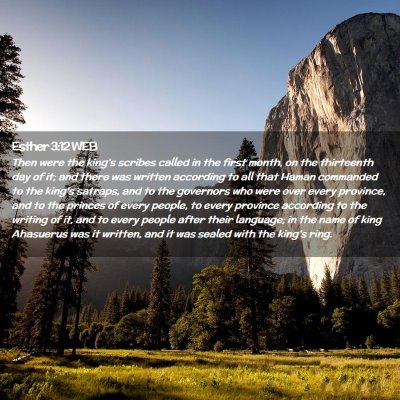 Picture 02 - Esther 3:12 WEB - Then were the king's scribes called in the first - Bible Verse Picture