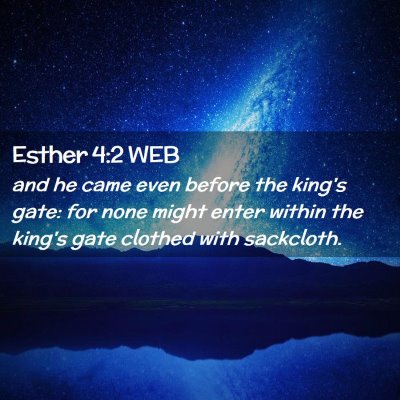 Picture 02 - Esther 4:2 WEB - and he came even before the king's gate: for none - Bible Verse Picture