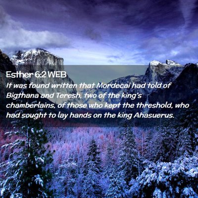 Picture 02 - Esther 6:2 WEB - It was found written that Mordecai had told of - Bible Verse Picture