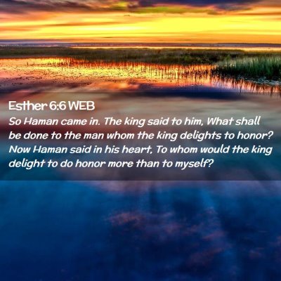 Picture 02 - Esther 6:6 WEB - So Haman came in. The king said to him, What - Bible Verse Picture
