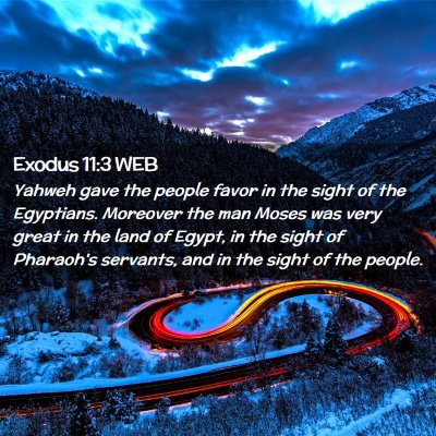 Picture 02 - Exodus 11:3 WEB - Yahweh gave the people favor in the sight of the - Bible Verse Picture