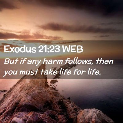 Picture 02 - Exodus 21:23 WEB - But if any harm follows, then you must take life - Bible Verse Picture