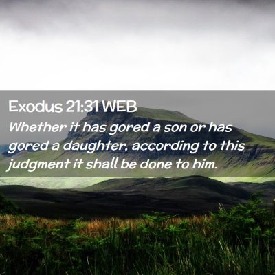 Picture 02 - Exodus 21:31 WEB - Whether it has gored a son or has gored a - Bible Verse Picture