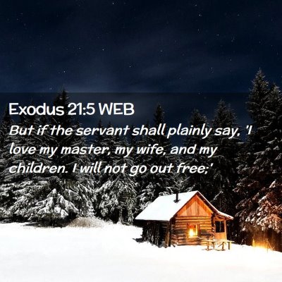 Picture 02 - Exodus 21:5 WEB - But if the servant shall plainly say, 'I love my - Bible Verse Picture