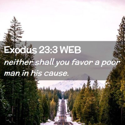Picture 02 - Exodus 23:3 WEB - neither shall you favor a poor man in his - Bible Verse Picture