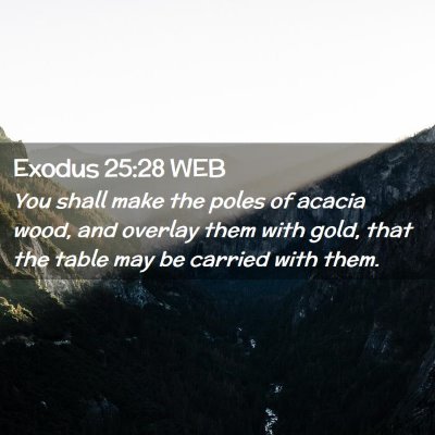 Picture 02 - Exodus 25:28 WEB - You shall make the poles of acacia wood, and - Bible Verse Picture