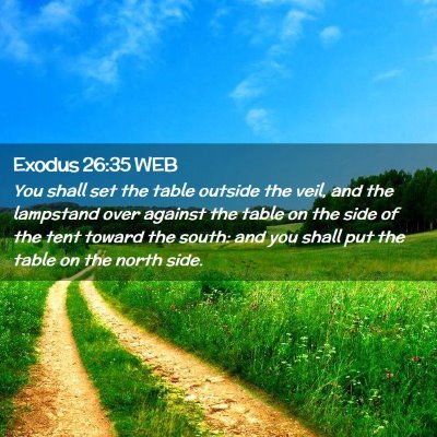 Picture 02 - Exodus 26:35 WEB - You shall set the table outside the veil, and the - Bible Verse Picture