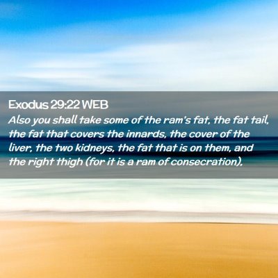 Picture 02 - Exodus 29:22 WEB - Also you shall take some of the ram's fat, the - Bible Verse Picture