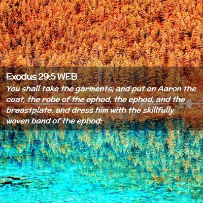 Picture 02 - Exodus 29:5 WEB - You shall take the garments, and put on Aaron the - Bible Verse Picture