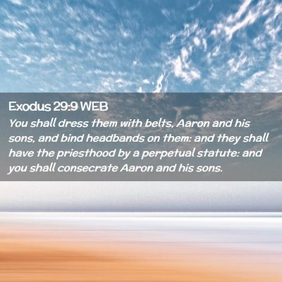 Picture 02 - Exodus 29:9 WEB - You shall dress them with belts, Aaron and his - Bible Verse Picture