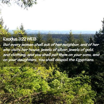 Picture 02 - Exodus 3:22 WEB - But every woman shall ask of her neighbor, and of - Bible Verse Picture
