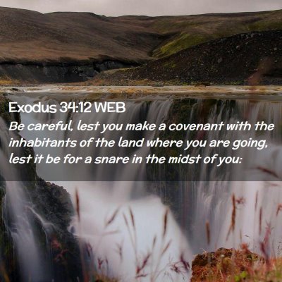 Picture 02 - Exodus 34:12 WEB - Be careful, lest you make a covenant with the - Bible Verse Picture