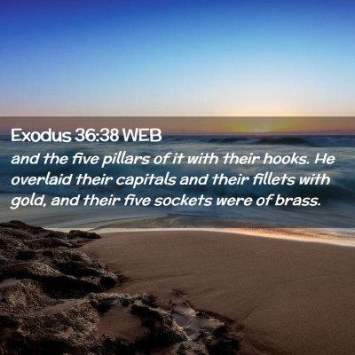 Picture 02 - Exodus 36:38 WEB - and the five pillars of it with their hooks. He - Bible Verse Picture