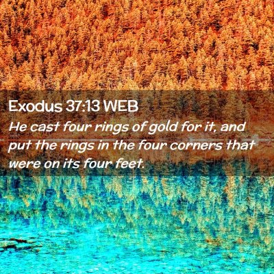 Picture 02 - Exodus 37:13 WEB - He cast four rings of gold for it, and put the - Bible Verse Picture