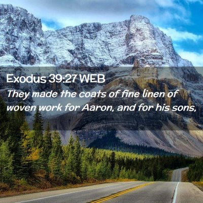 Picture 02 - Exodus 39:27 WEB - They made the coats of fine linen of woven work - Bible Verse Picture