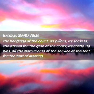 Picture 02 - Exodus 39:40 WEB - the hangings of the court, its pillars, its - Bible Verse Picture
