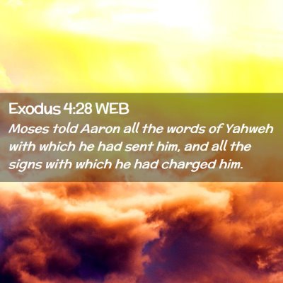 Picture 02 - Exodus 4:28 WEB - Moses told Aaron all the words of Yahweh with - Bible Verse Picture