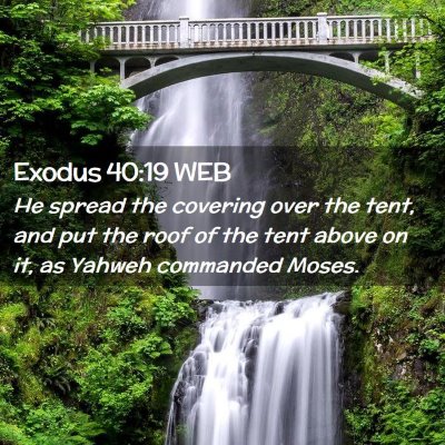 Picture 02 - Exodus 40:19 WEB - He spread the covering over the tent, and put the - Bible Verse Picture
