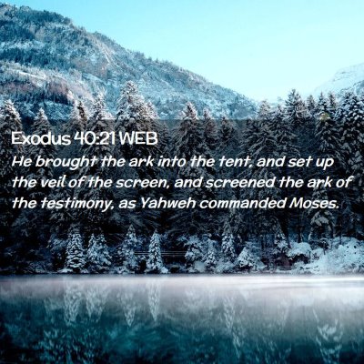 Picture 02 - Exodus 40:21 WEB - He brought the ark into the tent, and set up the - Bible Verse Picture