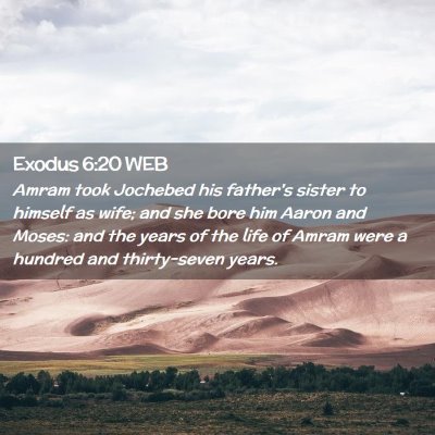 Picture 02 - Exodus 6:20 WEB - Amram took Jochebed his father's sister to - Bible Verse Picture