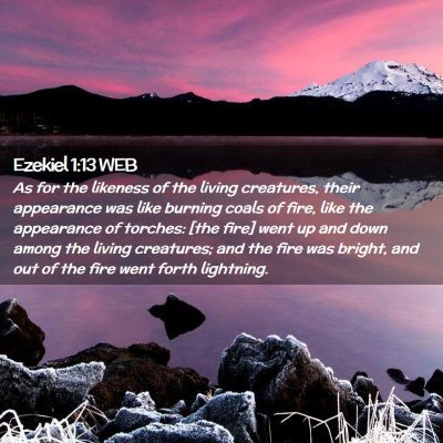 Picture 02 - Ezekiel 1:13 WEB - As for the likeness of the living creatures, - Bible Verse Picture