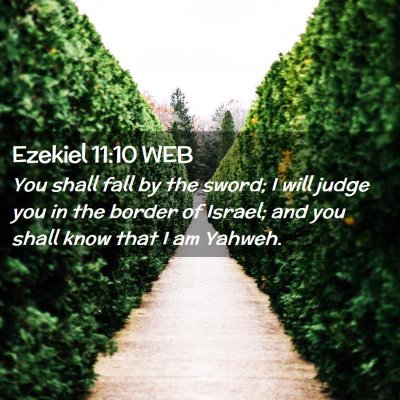 Picture 02 - Ezekiel 11:10 WEB - You shall fall by the sword; I will judge you in - Bible Verse Picture