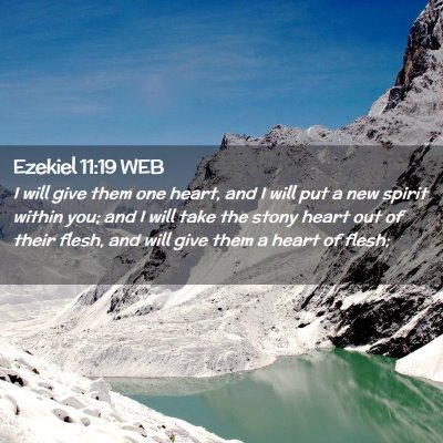 Picture 02 - Ezekiel 11:19 WEB - I will give them one heart, and I will put a new - Bible Verse Picture