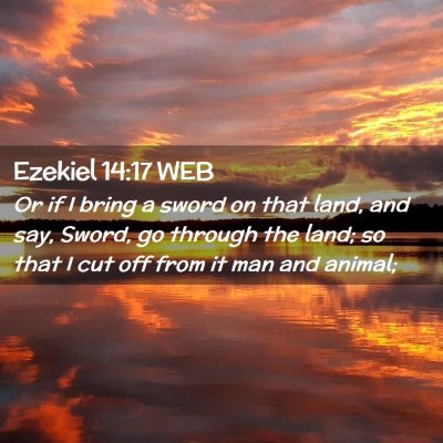 Picture 02 - Ezekiel 14:17 WEB - Or if I bring a sword on that land, and say, - Bible Verse Picture