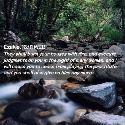 Picture 02 - Ezekiel 16:41 WEB - They shall burn your houses with fire, and - Bible Verse Picture