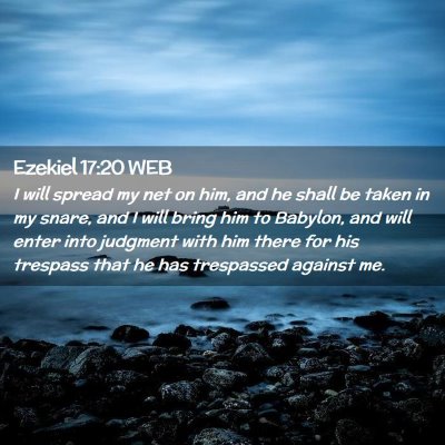 Picture 02 - Ezekiel 17:20 WEB - I will spread my net on him, and he shall be - Bible Verse Picture
