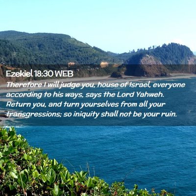 Picture 02 - Ezekiel 18:30 WEB - Therefore I will judge you, house of Israel, - Bible Verse Picture