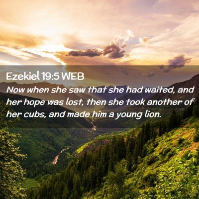 Picture 02 - Ezekiel 19:5 WEB - Now when she saw that she had waited, and her - Bible Verse Picture