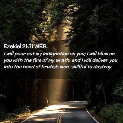 Picture 02 - Ezekiel 21:31 WEB - I will pour out my indignation on you; I will - Bible Verse Picture