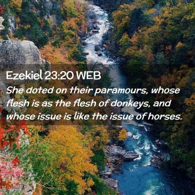 Picture 02 - Ezekiel 23:20 WEB - She doted on their paramours, whose flesh is as - Bible Verse Picture