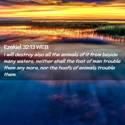 Picture 02 - Ezekiel 32:13 WEB - I will destroy also all the animals of it from - Bible Verse Picture