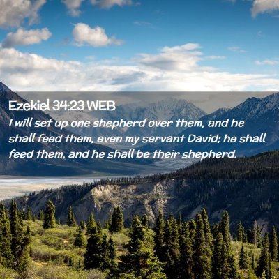 Picture 02 - Ezekiel 34:23 WEB - I will set up one shepherd over them, and he - Bible Verse Picture