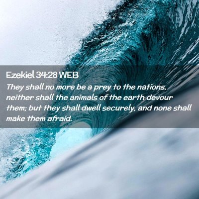 Picture 02 - Ezekiel 34:28 WEB - They shall no more be a prey to the nations, - Bible Verse Picture