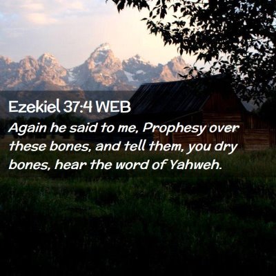 Picture 02 - Ezekiel 37:4 WEB - Again he said to me, Prophesy over these bones, - Bible Verse Picture