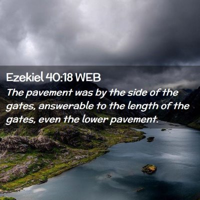 Picture 02 - Ezekiel 40:18 WEB - The pavement was by the side of the gates, - Bible Verse Picture