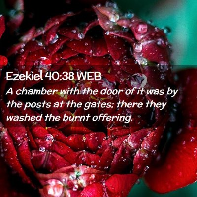 Picture 02 - Ezekiel 40:38 WEB - A chamber with the door of it was by the posts at - Bible Verse Picture