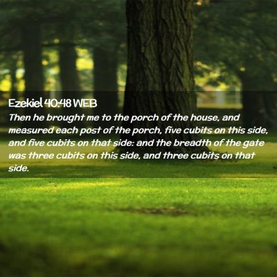 Picture 02 - Ezekiel 40:48 WEB - Then he brought me to the porch of the house, and - Bible Verse Picture