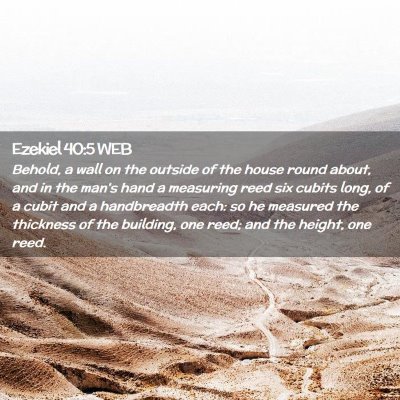 Picture 02 - Ezekiel 40:5 WEB - Behold, a wall on the outside of the house round - Bible Verse Picture